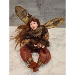 Vintage Fairy Pixie Elf Doll W Wings Shelf Sitter Figurine 8" Collectible Décor